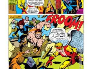Champions #4, pg. 9; pencils, George Tuska; inks, Bob Layton Champions #4, pg. 9; pencils, George Tuska; inks, Bob Layton; Hercules, Angel new costume red and yellow