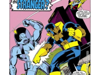 Champions #12, pg. 4; pencils, John Byrne; inks, Bob Layton; Black Goliath/Bill Foster/Giant-Man vs. Stilt-Man