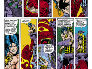 Conan the Barbarian #8, pg. 7; pencils, Barry Windsor-Smith; inks, Tom Palmer, Tom Sutton; Roy Thomas, giant lizard monsters