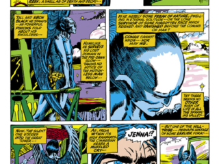 Conan the Barbarian #9, pg. 9; pencils, Barry Windsor-Smith; inks, Sal Buscema; Jenna first appearance, tower, Cimmeria, Robert E. Howard, Roy Thomas