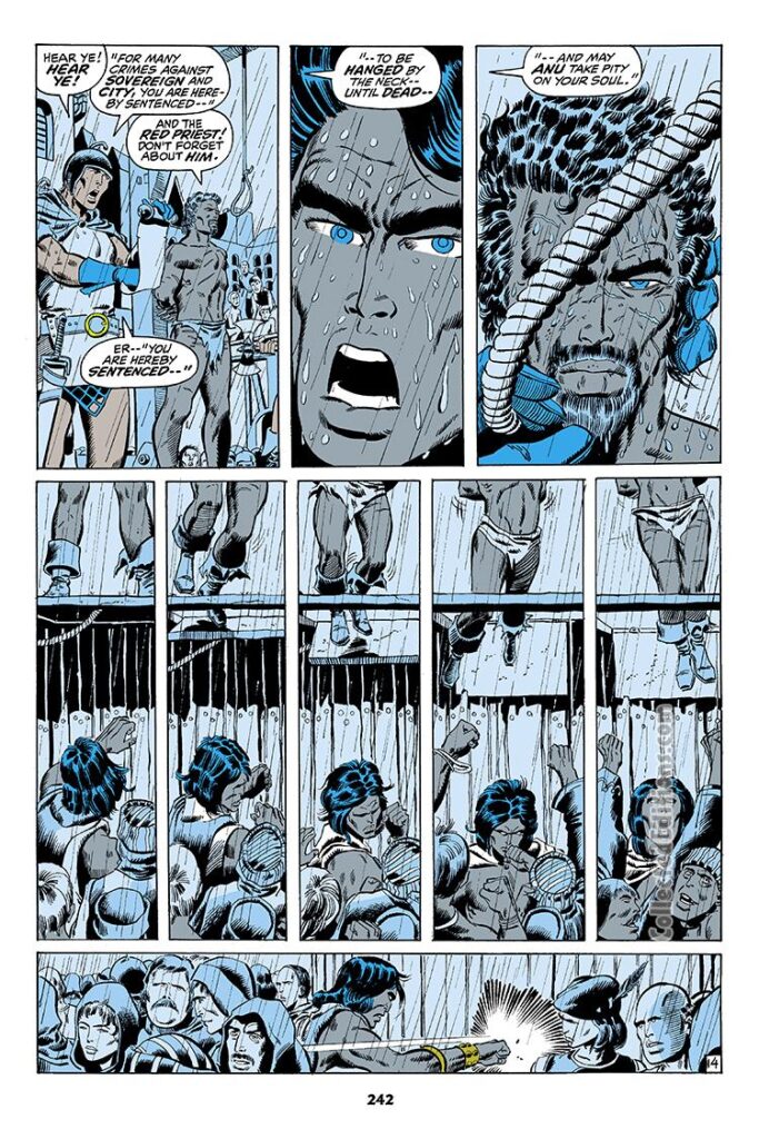 Conan the Barbarian #10, pg. 14; pencils, Barry Windsor-Smith; inks, Sal Buscema; hanging, hangman's noose, execution, Robert E. Howard, Roy Thomas