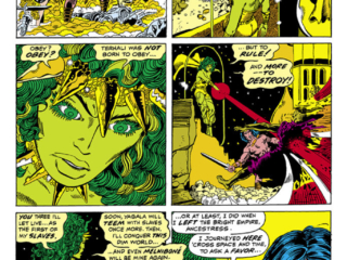 Conan the Barbarian #15, pg. 11; pencils, Barry Windsor-Smith; inks, Sal Buscema; Michael Moorcock, Elric, Terhali, crossover, Robert E. Howard, Roy Thomas