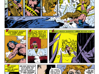 Conan the Barbarian #23, pg. 11; pencils, Barry Windsor-Smith; inks, Chic Stone; first appearance of Red Sonja,