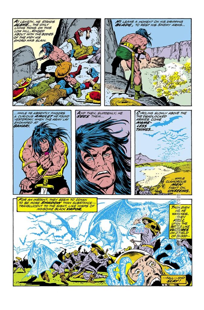 Conan the Barbarian #30, pg. 3; pencils, John Buscema; inks, Ernie Chan, giant bats