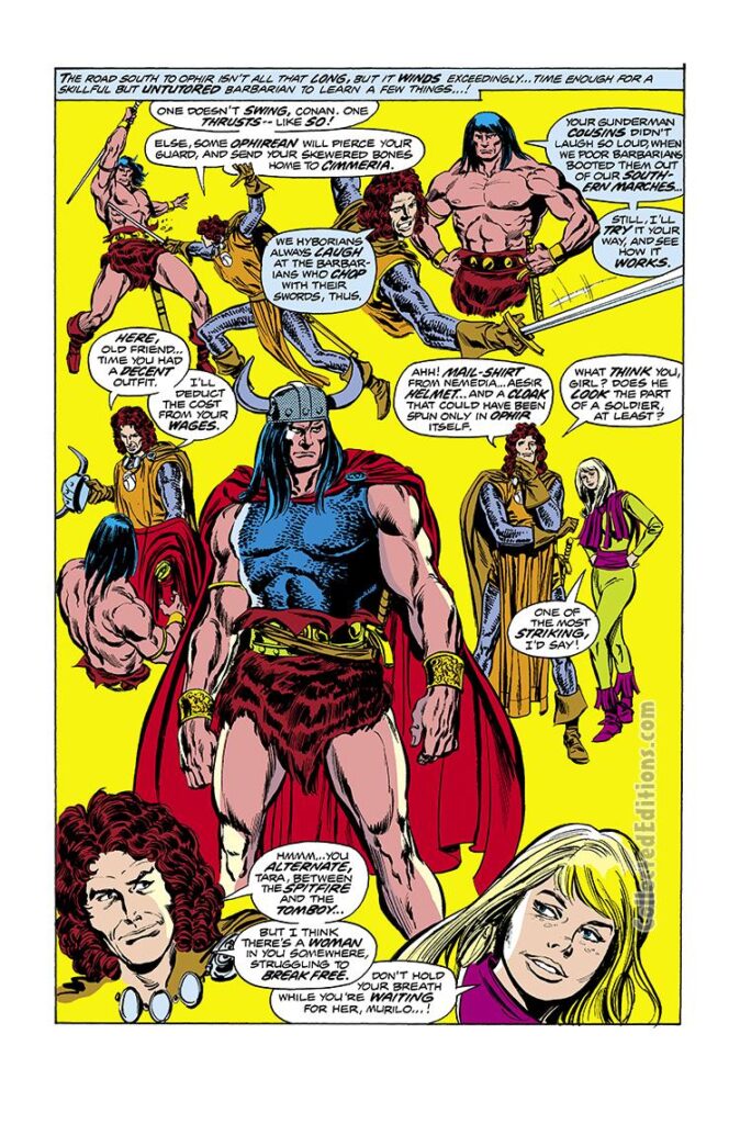 Conan the Barbarian #52, pg. 8; pencils by John Buscema; inks by Tom Palmer; Murilo, Hyboria, Aesir, Ophir, Tara of Hanumar