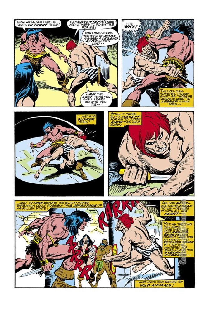 Conan the Barbarian #63, pg. 13; pencils, John Buscema; inks, Steve Gan, Amra vs Conan
