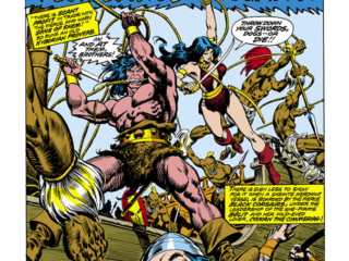 Conan the Barbarian #72, pg. 1; pencils, John Buscema; inks, Ernie Chan; "Vengeance in Asgalun", Roy Thomas, B&ecirc;lit