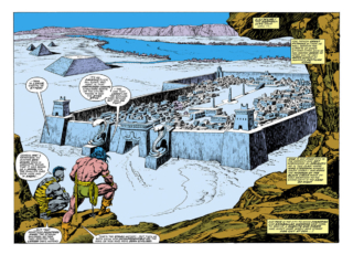 Conan the Barbarian #86, pgs. 2-3; pencils, John Buscema; inks, Ernie Chan Conan the Barbarian #86, pgs. 2-3; pencils, John Buscema; inks, Ernie Chan; Luxur capital city of Stygia, Zula, double-page spread