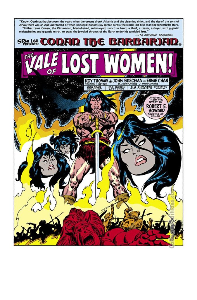Conan the Barbarian #104, pg. 1; pencils, John Buscema; inks, Ernie Chan, The Vale of Lost Women, Roy Thomas