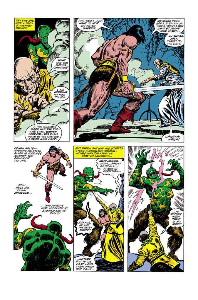 Conan the Barbarian #115, pg. 24; pencils, John Buscema; inks, Ernie Chan; last issue by Roy Thomas