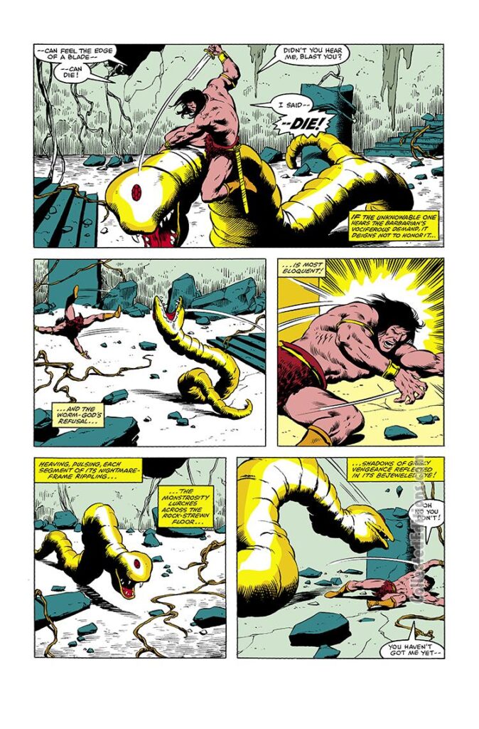 Conan the Barbarian #126, pg. 14; pencils, John Buscema; inks, Bob McLeod; Cult of the Unknownable One, Giant Worm