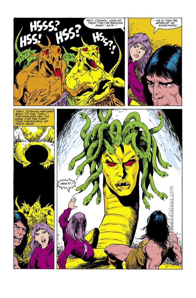 Conan the Barbarian #139, pg. 11; pencils and inks, Val Mayerik; Ishiti, Medusa, serpent head
