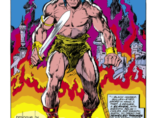 Conan the Barbarian Annual #2, pg. 1; pencils, John Buscema; inks, Yong Montano; splash page, Conan the Cimmerian prologue, "Know oh prince"