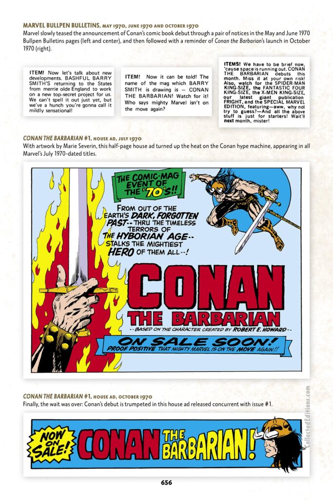 Bonus: Bullpen Bulletins/House ads announcing Conan in comics
