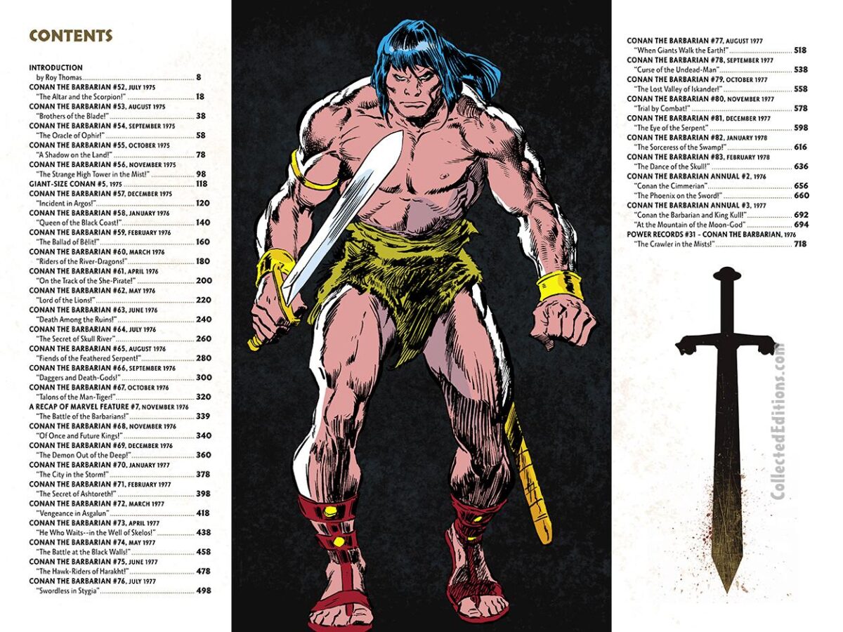 Conan the Barbarian: The Original Marvel Years Omnibus Vol. 3 HC, Table of Contents