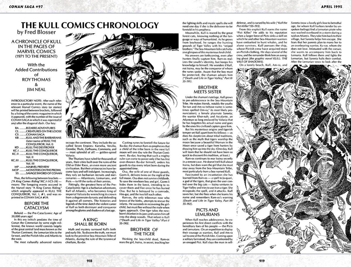 Conan Saga #97; “The Kull Comics Chronology” by Fred Blosser, pgs. 1-2