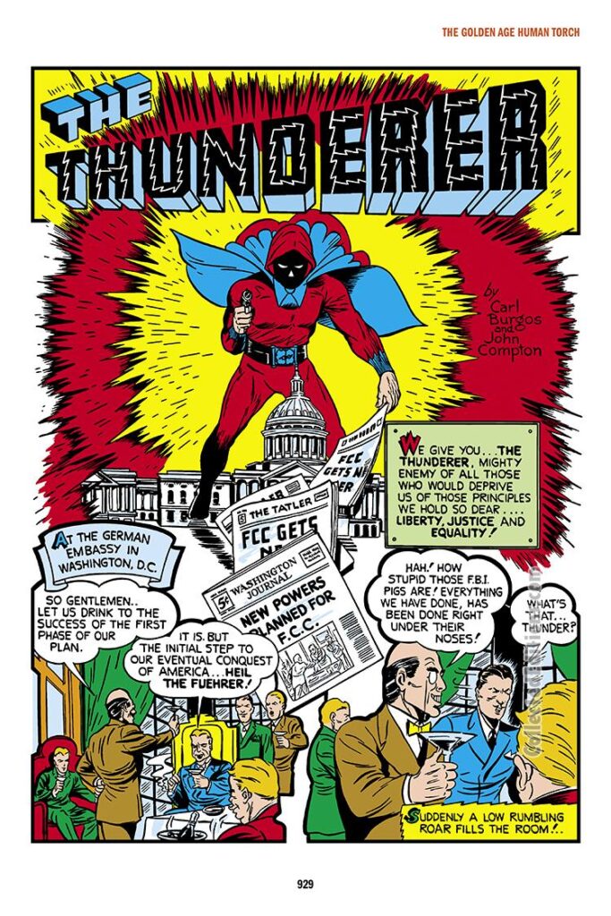 Daring Mystery Comics #7, "The Thunderer" by Carl Burgos