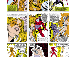 Dazzler #9, pg. 18; pencils, Frank Springer; inks, Vince Colletta Dazzler #9, pg. 18; pencils, Frank Springer; inks, Vince Colletta; Klaw, mutant power of sound and light