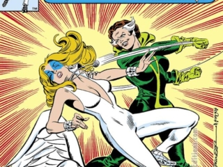 Dazzler #22 cover; pencils, Frank Springer; inks, Dave Simons Dazzler #22 cover; pencils, Frank Springer; inks, Dave Simons; Rogue, Angel