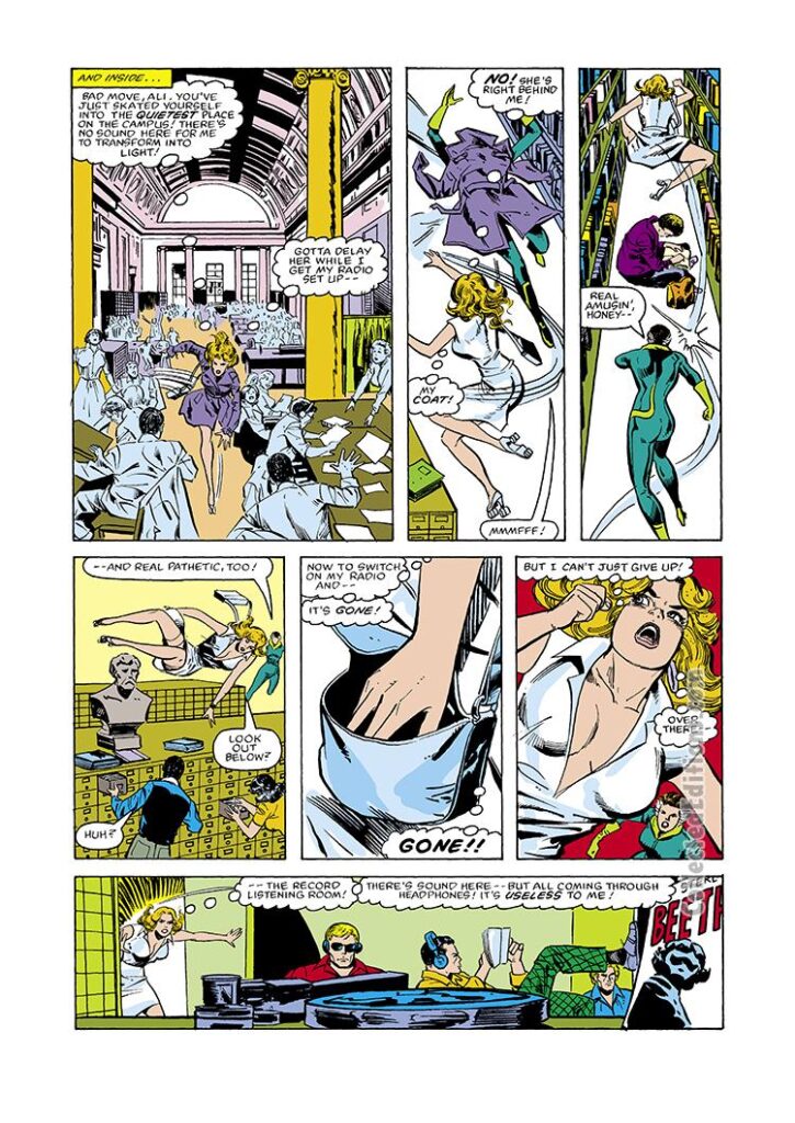 Dazzler #24, pg. 17; pencils, Frank Springer; inks, Vince Colletta; Rogue, Sisterhood of Evil Mutants