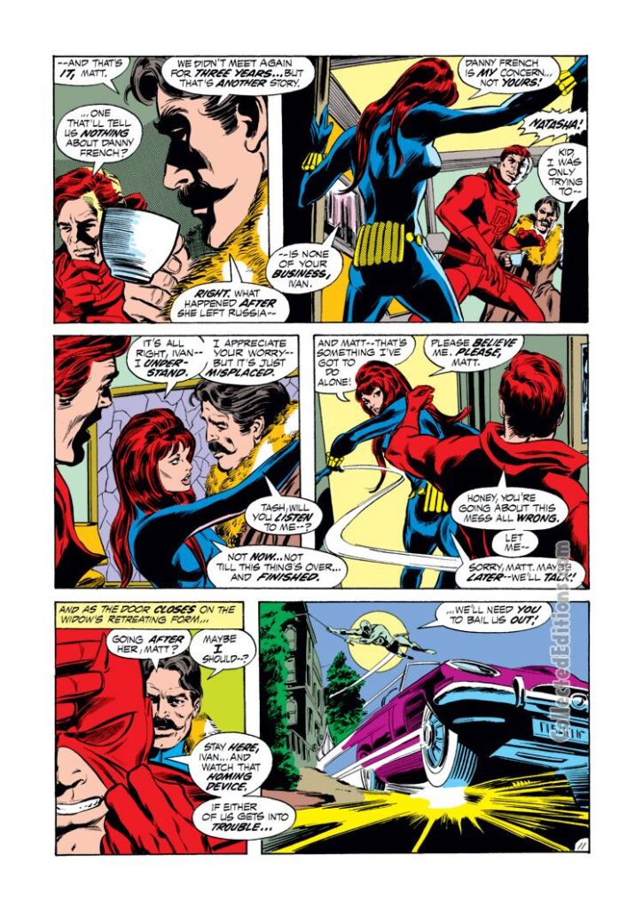 Daredevil #88, pg. 11; pencils, Gene Colan; inks, Tom Palmer; Black Widow; Danny French