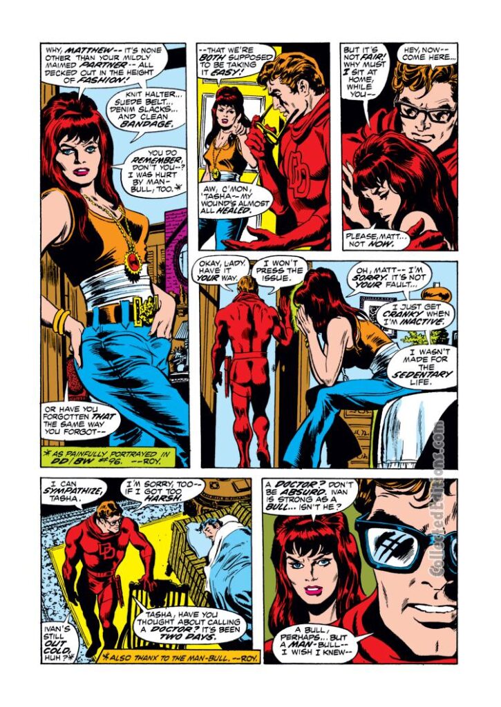 Daredevil #97, pg. 10; pencils, Gene Colan; inks, Ernie Chan; Matt Murdock, Black Widow