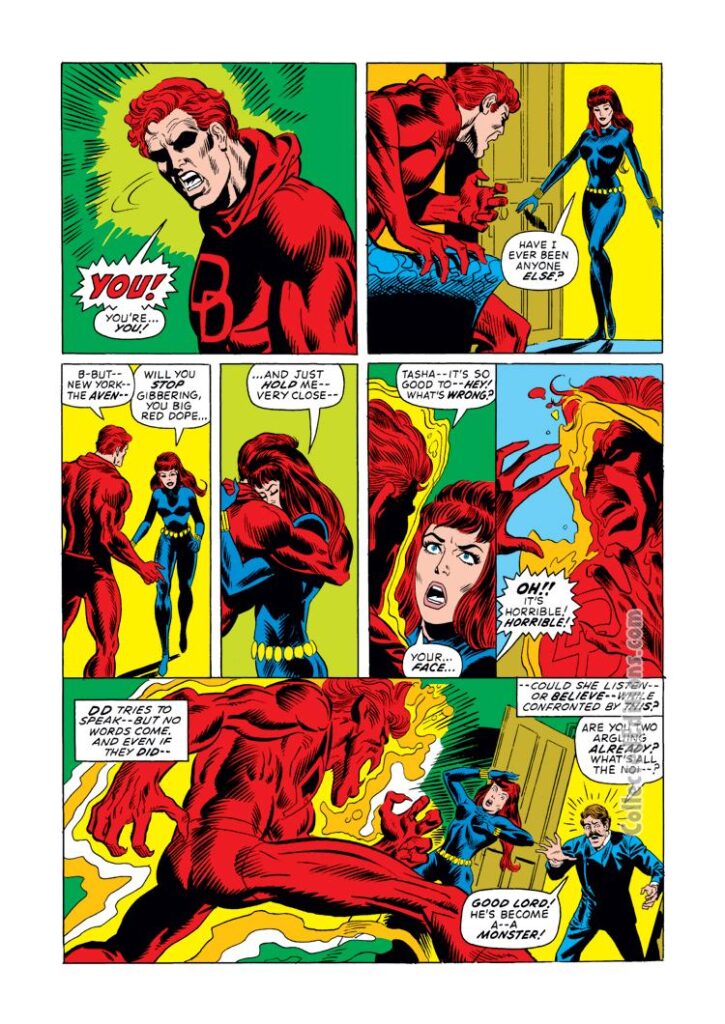 Daredevil #101, pg. 6; pencils, Rich Buckler; inks, Frank Giacoia; Black Widow