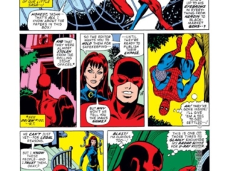 Daredevil #103, pg. 2; pencils, Don Heck; inks, Sal Trapani; Black Widow, Spider-Man