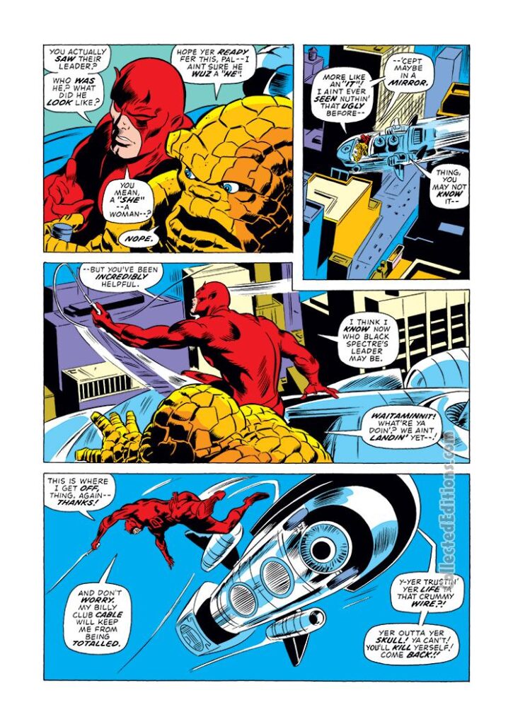 Daredevil #110, pg. 2; pencils, Gene Colan; inks, Frank Chiaramonte; Thing
