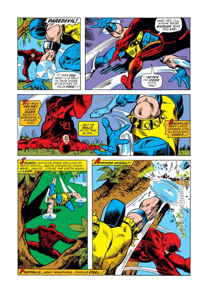 Daredevil #113, pg. 16; pencils, Bob Brown; inks, Vince Colletta; Gladiator vs. Matt Murdock