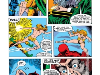 Daredevil #117, pg. 12; pencils, Bob Brown; inks, Vince Colletta; Shanna the She-Devil, Black Widow, the Owl