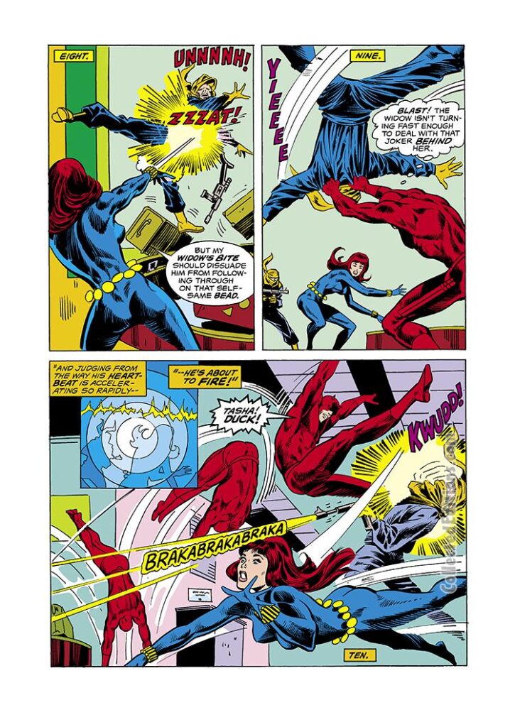 Daredevil #120, pg. 2; pencils, Bob Brown; Black Widow