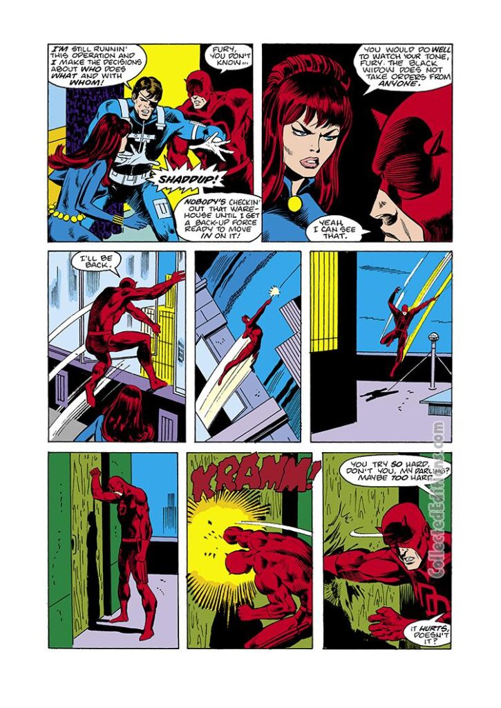 Daredevil #122, pg. 10; pencils, Bob Brown; Black Widow/Nick Fury