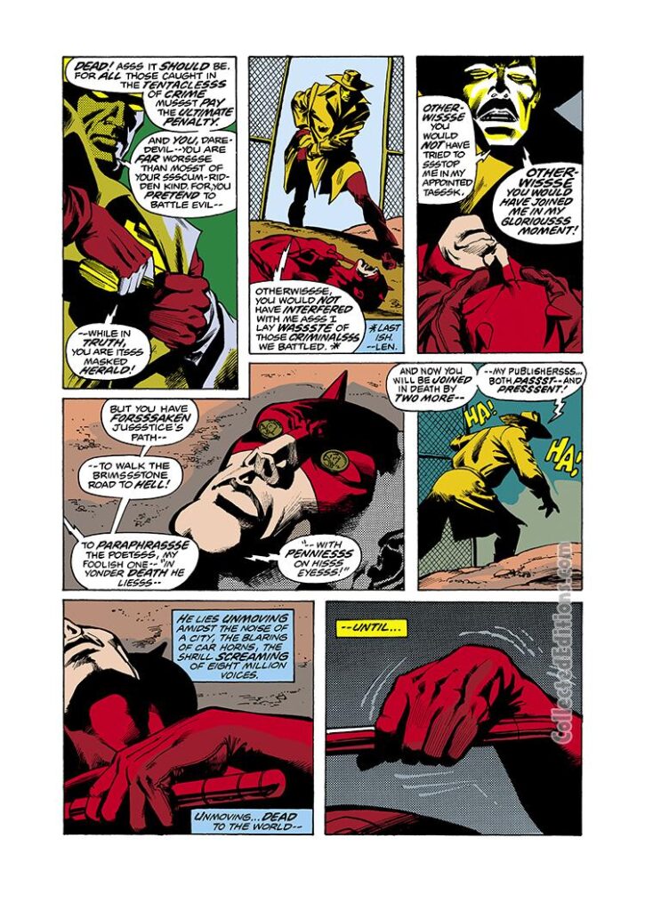 Daredevil #125 pg. 2; pencils, Bob Brown; inks, Klaus Janson