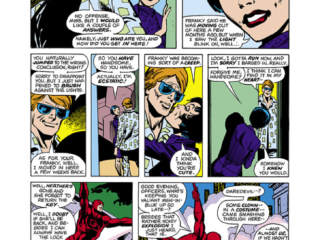 Daredevil #126 pg. 9; pencils, Bob Brown; inks, Klaus Janson; Matt Murdock/Heather Glenn