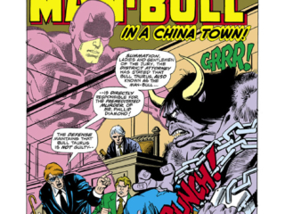 Daredevil #129 pg. 1; pencils, Bob Brown; inks, Klaus Janson; Man-Bull in China-Town