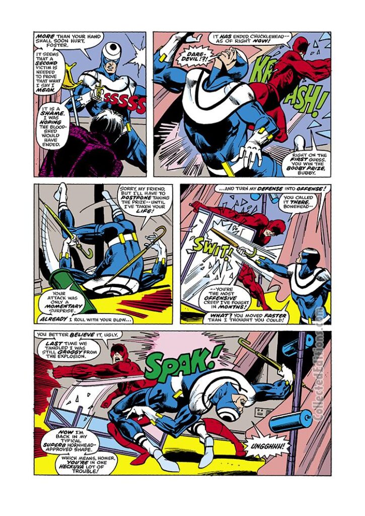 Daredevil #132 pg. 15; pencils, Bob Brown; inks, Klaus Janson; Bullseye