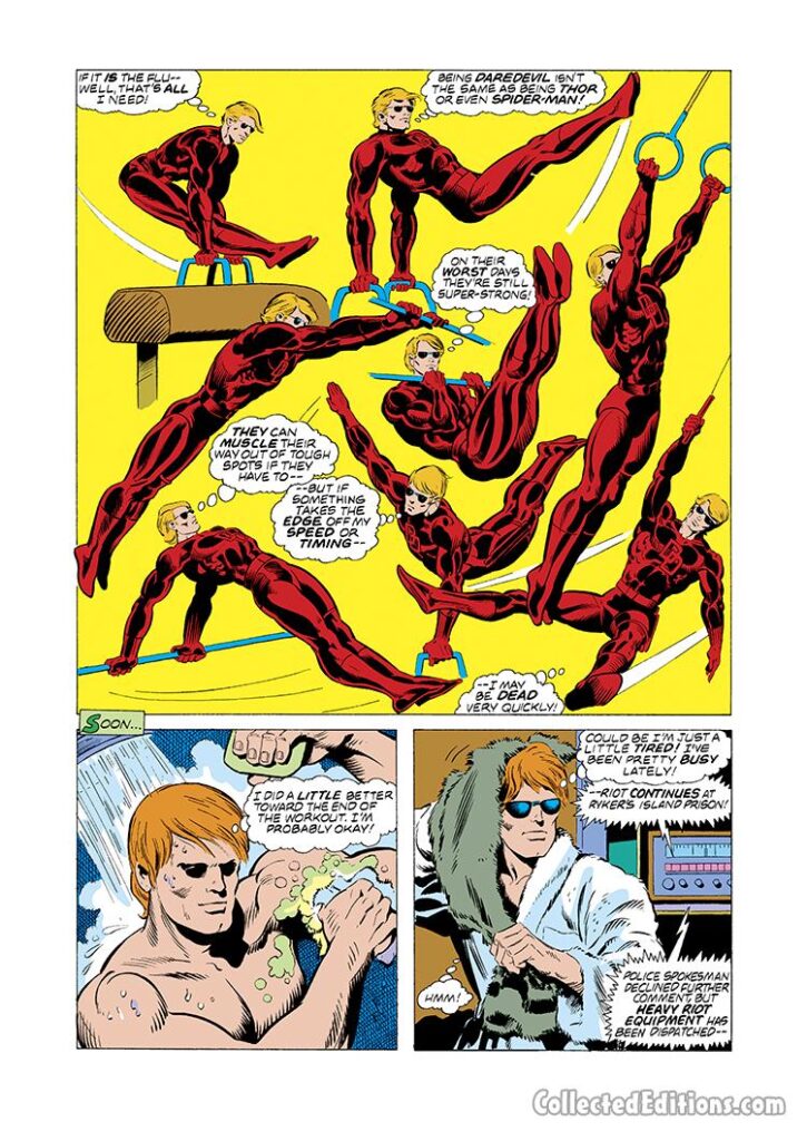 Daredevil #144, pg. 2; pencils, Lee Elias; inks, Dan Green; Matt Murdock training