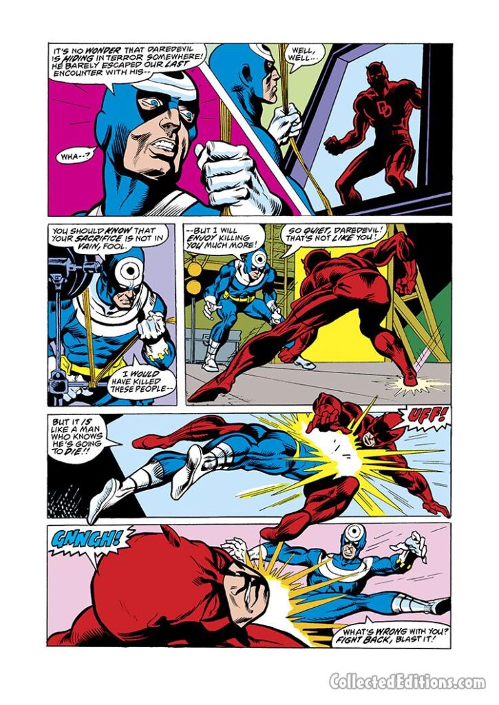 Daredevil #146, pg. 9; pencils, Gil Kane; inks, Jim Mooney; vs. Bullseye