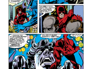 Daredevil #147, pg. 12; pencils, Gil Kane; inks, Klaus Janson; Purple Man/Killgrave hypnotizes