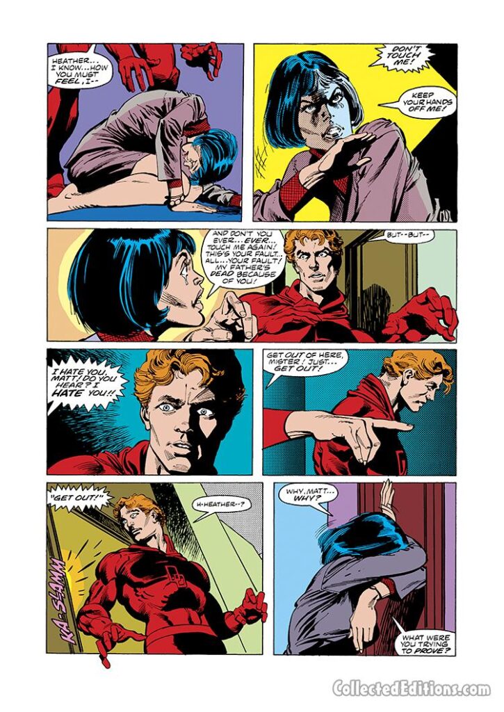 Daredevil #151, pg. 4; pencils, Gil Kane; inks, Klaus Janson; Matt Murdock/Heather Glenn relationship argument