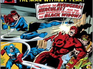 Daredevil #155 cover; pencils, Gene Colan; inks, Frank Springer; Avengers/Hercules/Black Widow