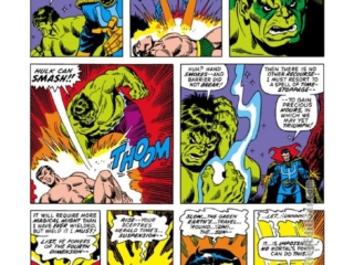 Defenders #1, pg. 8; pencils, Sal Buscema; inks, Frank Giacoia; Doctor Strange, Incredible Hulk, first issue