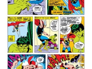 Defenders #10, pg. 3; pencils, Sal Buscema; inks, Frank Bolle; Thor, Hulk, Evil Eye, Avengers Defenders War