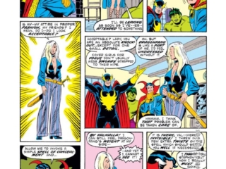 Defenders #17, pg. 3; pencils, Sal Buscema; inks, Dan Green Defenders #17, pg. 3; pencils, Sal Buscema; inks, Dan Green ; Valkyrie, Doctor trange