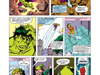 Defenders #40, pg. 8; pencils, Sal Buscema; inks, Klaus Janson; Elf With a Gun, Hulk