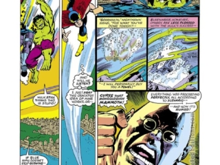 Defenders #43, pg. 5; pencils, Keith Giffen; inks, Klaus Janson; Egghead