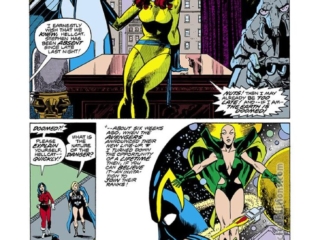 Defenders #44, pg. 9; pencils, Keith Giffen; inks, Klaus Janson; Hellcat joins the Defenders/Patsy Walker