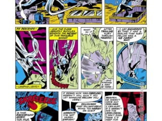 Defenders #48, pg. 12; pencils, Keith Giffen; inks, Dan Green; Moon Knight, Giffen Jack Kirby influence