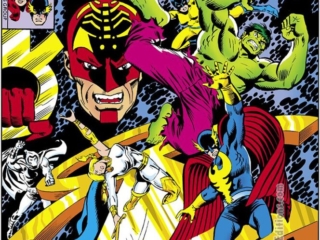 Defenders #48 cover; pencils, Ed Hannigan; inks, Joe Sinnott; What if the secret of Scorpio, Moon Knight